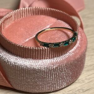 Gold Ring/band with emeralds and diamonds
